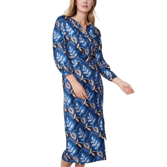 J. McLaughlin Blue and Cream Midi Dress - Picture 5 of 7